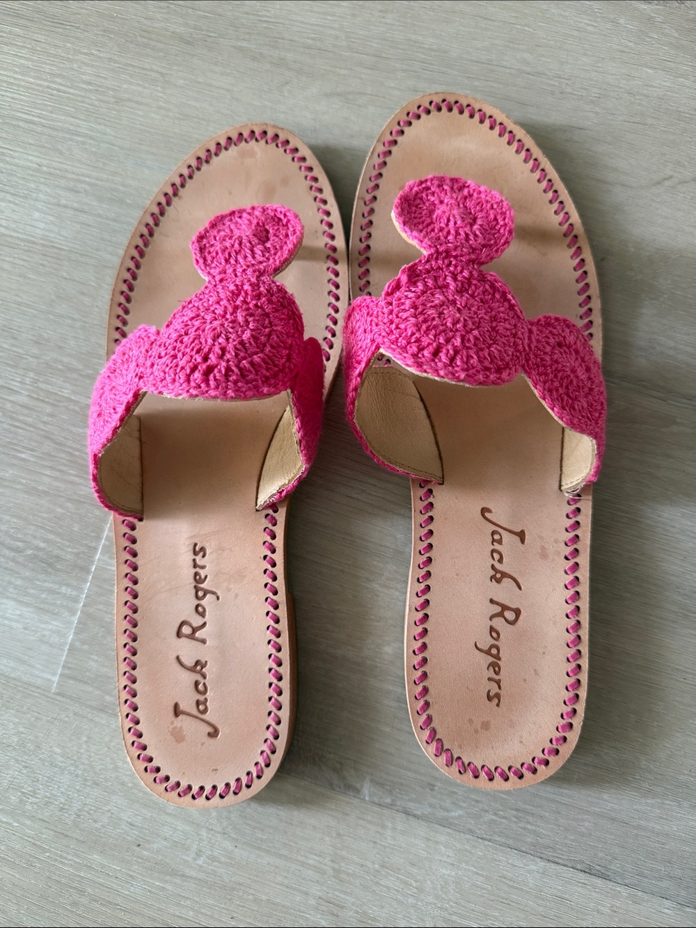 Jack Rogers Women’s Pink Crochet Slide Sandals size 9.5 medium